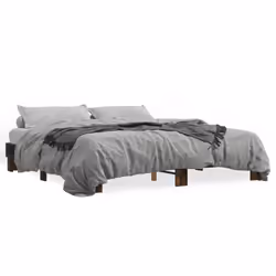 vidaXL Bed Frame Bed Base Smoked Oak 160x200 cm Engineered Wood and Metal
