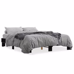 vidaXL Bed Frame Bed Black 150x200 cm King Size Engineered Wood and Metal