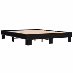 vidaXL Bed Frame Bed Black 150x200 cm King Size Engineered Wood and Metal - Additional view 5