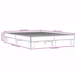 vidaXL Bed Frame Bed Black 150x200 cm King Size Engineered Wood and Metal - Additional view 8