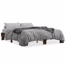 vidaXL Bed Frame Smoked Oak 150x200 cm King Size Engineered Wood and Metal