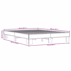 vidaXL Bed Frame Smoked Oak 150x200 cm King Size Engineered Wood and Metal