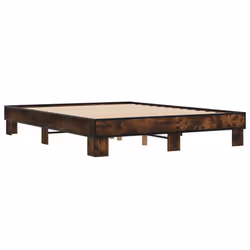 vidaXL Bed Frame Smoked Oak 150x200 cm King Size Engineered Wood and Metal - Additional view 5