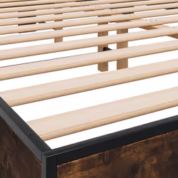 vidaXL Bed Frame Smoked Oak 150x200 cm King Size Engineered Wood and Metal - Additional view 6