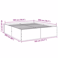 vidaXL Bed Frame Bedroom Bed Base Bedstead White 120x200 cm Engineered Wood - white, 180 x 200 cm/ 45 cm