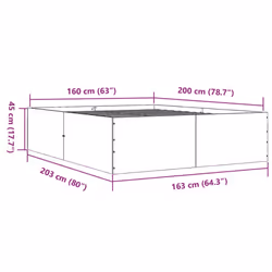 vidaXL Bed Frame Home Bed Base Bedstead Brown Oak 140x190 cm Engineered Wood - black, 160 x 200 cm/ 45 cm - Additional view 3