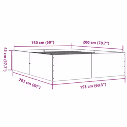 vidaXL Bed Frame Bedroom Bed Base Bedstead White 120x200 cm Engineered Wood - white, 150 x 200 cm/ 45 cm - Additional view 9