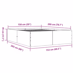 vidaXL Bed Frame Bedroom Bed Base Bedstead White 120x200 cm Engineered Wood - grey sonoma, 150 x 200 cm/ 45 cm - Additional view 3