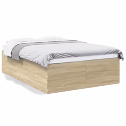 vidaXL Bed Frame Home Bed Base Bedstead Brown Oak 140x190 cm Engineered Wood - sonoma oak, 140 x 200 cm/ 45 cm