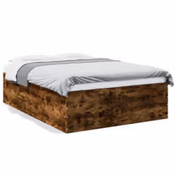 vidaXL Bed Frame Home Bed Base Bedstead Brown Oak 140x190 cm Engineered Wood - smoked oak, 140 x 200 cm/ 45 cm