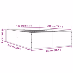 vidaXL Bed Frame Home Bed Base Bedstead Brown Oak 140x190 cm Engineered Wood - smoked oak, 140 x 200 cm/ 45 cm