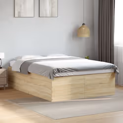 vidaXL Bed Frame Bedroom Bed Base Bedstead White 120x200 cm Engineered Wood - sonoma oak, 120 x 200 cm/ 45 cm - Additional view 2