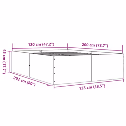 vidaXL Bed Frame Bedroom Bed Base Bedstead White 120x200 cm Engineered Wood - smoked oak, 120 x 200 cm/ 45 cm - Additional view 3