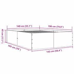 vidaXL Bed Frame Home Bed Base Bedstead Brown Oak 140x190 cm Engineered Wood - grey sonoma, 140 x 190 cm/ 45 cm - Additional view 9