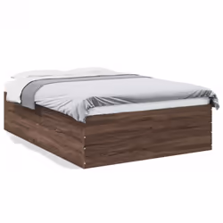 vidaXL Bed Frame Home Bed Base Bedstead Brown Oak 140x190 cm Engineered Wood - brown oak, 140 x 190 cm/ 45 cm
