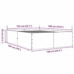vidaXL Bed Frame Bedroom Bed Base Bedstead White 120x200 cm Engineered Wood - concrete grey, 135 x 190 cm/ 45 cm - Additional view 9