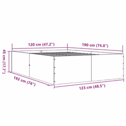 vidaXL Bed Frame Bedroom Bed Base Bedstead White 120x200 cm Engineered Wood - sonoma oak, 120 x 190 cm/ 45 cm - Additional view 9