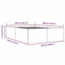 vidaXL Bed Frame Home Bed Base Bedstead Brown Oak 140x190 cm Engineered Wood - concrete grey, 120 x 190 cm/ 45 cm - Additional view 9