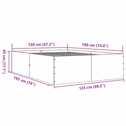 vidaXL Bed Frame Bedroom Bed Base Bedstead White 120x200 cm Engineered Wood - smoked oak, 120 x 190 cm/ 45 cm - Additional view 9