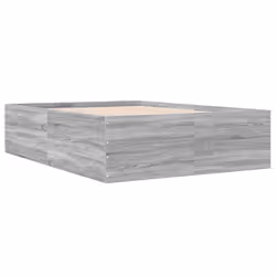 vidaXL Bed Frame Home Bed Base Bedstead Brown Oak 140x190 cm Engineered Wood - grey sonoma, 120 x 190 cm/ 45 cm - Additional view 5