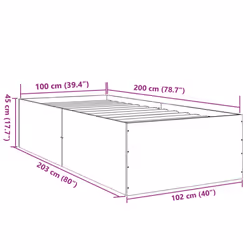 vidaXL Bed Frame Bed Base Sonoma Oak 75x190 cm Small Single Engineered Wood - white, 100 x 200 cm/ 45 cm - Additional view 3