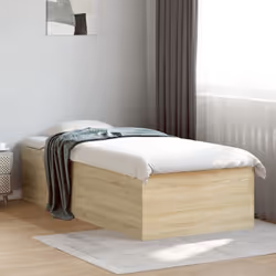 vidaXL Bed Frame Bed Base Sonoma Oak 75x190 cm Small Single Engineered Wood - sonoma oak, 100 x 200 cm/ 45 cm