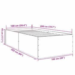 vidaXL Bed Frame Bed Base Sonoma Oak 75x190 cm Small Single Engineered Wood - sonoma oak, 100 x 200 cm/ 45 cm