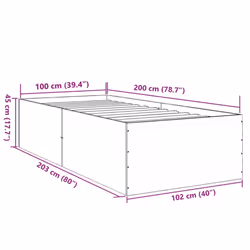 vidaXL Bed Frame Bed Base Sonoma Oak 75x190 cm Small Single Engineered Wood - smoked oak, 100 x 200 cm/ 45 cm - Additional view 3