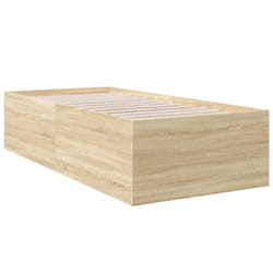 vidaXL Bed Frame Bed Base Sonoma Oak 75x190 cm Small Single Engineered Wood - sonoma oak, 90 x 200 cm/ 45 cm