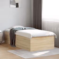 vidaXL Bed Frame Bed Base Sonoma Oak 75x190 cm Small Single Engineered Wood - sonoma oak, 90 x 200 cm/ 45 cm