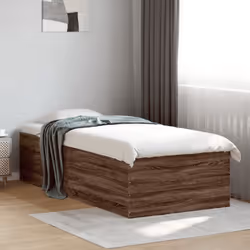 vidaXL Bed Frame Bed Base Sonoma Oak 75x190 cm Small Single Engineered Wood - brown oak, 90 x 200 cm/ 45 cm