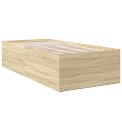 vidaXL Bed Frame Bed Base Sonoma Oak 75x190 cm Small Single Engineered Wood - sonoma oak, 90 x 190 cm/ 45 cm