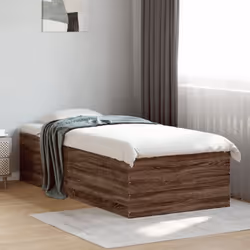 vidaXL Bed Frame Bed Base Sonoma Oak 75x190 cm Small Single Engineered Wood - brown oak, 90 x 190 cm/ 45 cm