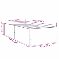 vidaXL Bed Frame Bed Base Sonoma Oak 75x190 cm Small Single Engineered Wood - brown oak, 90 x 190 cm/ 45 cm