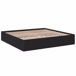 vidaXL Bed Frame Bedroom Bed Base Bedstead White 120x200 cm Engineered Wood - black, 200 x 200 cm/ 35 cm - Additional view 2
