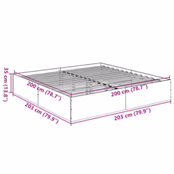 vidaXL Bed Frame Bedroom Bed Base Bedstead White 120x200 cm Engineered Wood - black, 200 x 200 cm/ 35 cm - Additional view 9