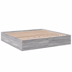 vidaXL Bed Frame Bedroom Bed Base Bedstead White 120x200 cm Engineered Wood - grey sonoma, 200 x 200 cm/ 35 cm - Additional view 5