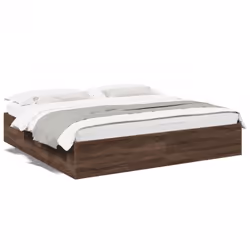 vidaXL Bed Frame Home Bed Base Bedstead Brown Oak 140x190 cm Engineered Wood - brown oak, 200 x 200 cm/ 35 cm