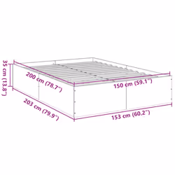 vidaXL Bed Frame Bedroom Bed Base Bedstead White 120x200 cm Engineered Wood - sonoma oak, 150 x 200 cm/ 35 cm - Additional view 3