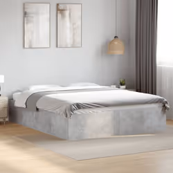 vidaXL Bed Frame Bedroom Bed Base Bedstead White 120x200 cm Engineered Wood - concrete grey, 150 x 200 cm/ 35 cm - Additional view 2