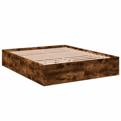 vidaXL Bed Frame Home Bed Base Bedstead Brown Oak 140x190 cm Engineered Wood - smoked oak, 150 x 200 cm/ 35 cm - Additional view 5