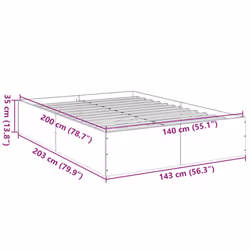 vidaXL Bed Frame Bedroom Bed Base Bedstead White 120x200 cm Engineered Wood - grey sonoma, 140 x 200 cm/ 35 cm - Additional view 9