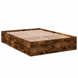 vidaXL Bed Frame Home Bed Base Bedstead Brown Oak 140x190 cm Engineered Wood - smoked oak, 140 x 190 cm/ 35 cm