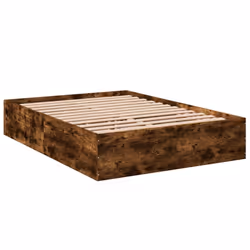 vidaXL Bed Frame Home Bed Base Bedstead Brown Oak 140x190 cm Engineered Wood - smoked oak, 135 x 190 cm/ 35 cm
