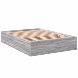 vidaXL Bed Frame Bedroom Bed Base Bedstead White 120x200 cm Engineered Wood - grey sonoma, 135 x 190 cm/ 35 cm - Additional view 2