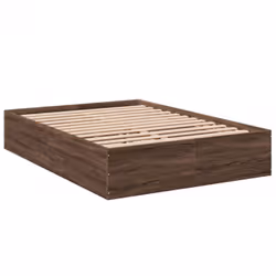 vidaXL Bed Frame Bedroom Bed Base Bedstead White 120x200 cm Engineered Wood - brown oak, 135 x 190 cm/ 35 cm - Additional view 2