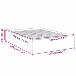 vidaXL Bed Frame Bed Base Sonoma Oak 75x190 cm Small Single Engineered Wood - black, 120 x 190 cm/ 35 cm - Additional view 3