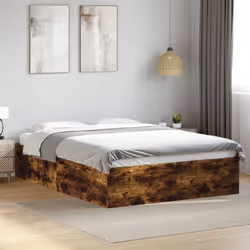 vidaXL Bed Frame Bed Base Sonoma Oak 75x190 cm Small Single Engineered Wood - smoked oak, 120 x 190 cm/ 35 cm - Additional view 2