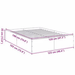 vidaXL Bed Frame Bed Base Sonoma Oak 75x190 cm Small Single Engineered Wood - smoked oak, 120 x 190 cm/ 35 cm - Additional view 3