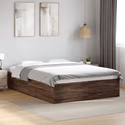 vidaXL Bed Frame Bed Base Sonoma Oak 75x190 cm Small Single Engineered Wood - brown oak, 120 x 190 cm/ 35 cm